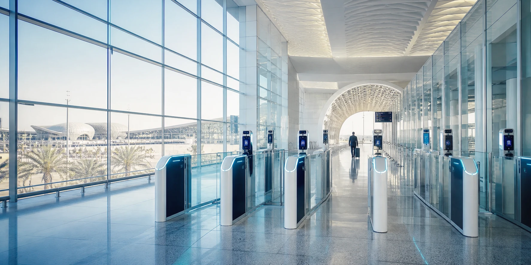 Automated biometric gates in a modern airport