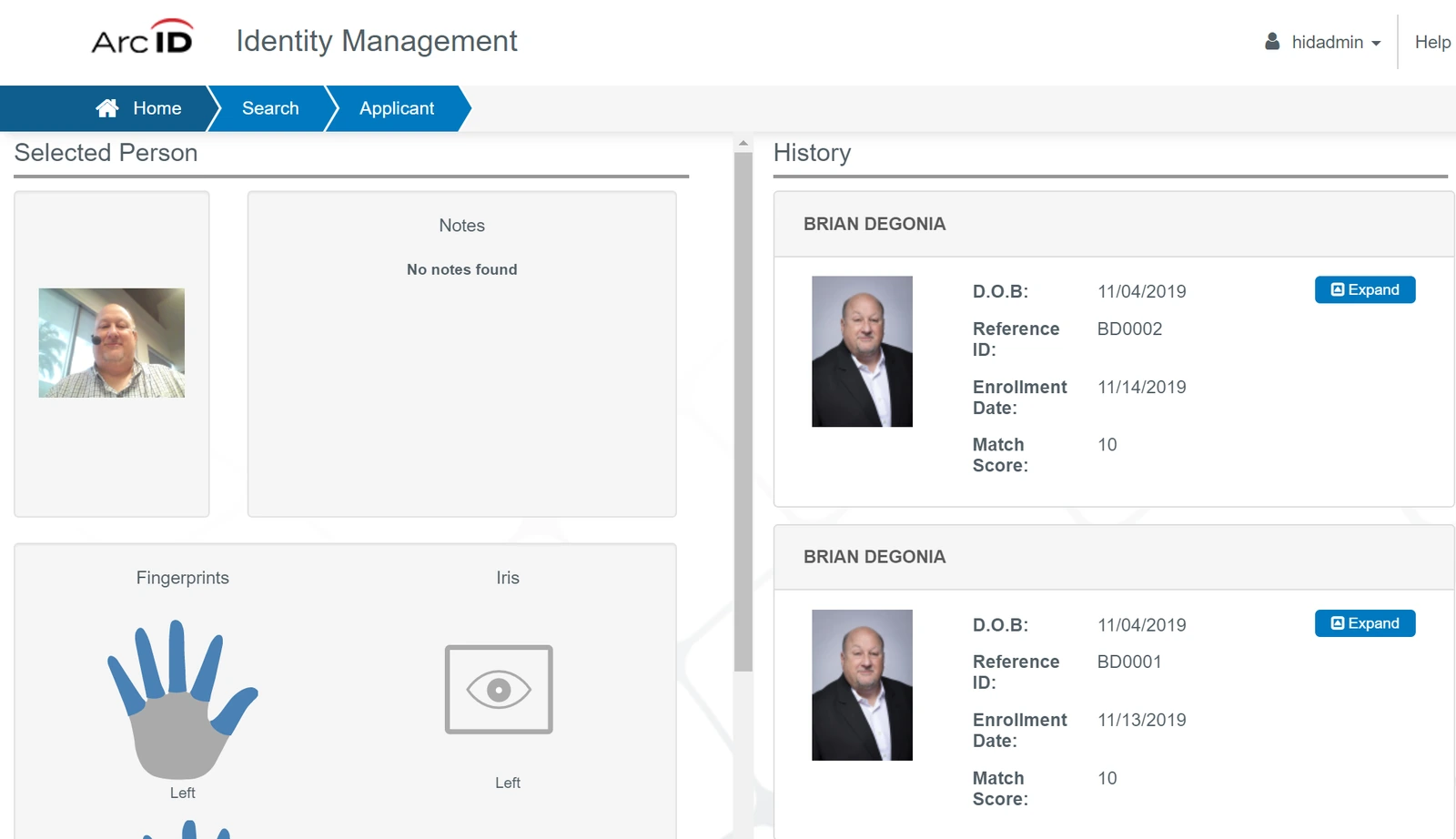 HID Arc ID Biometric ID Management